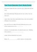 Tow Truck Operator Cert&period; Study Guide &vert; 130 Questions with 100&percnt; Correct Answers &vert; Verified &vert; Latest Update