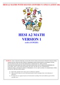 HESI A2 MATHS WITH SOLVED ANSWERS V1 ONLY LATEST 2023