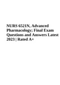 NURS 6521 / NURS 6521N Advanced Pharmacology; Final Exam Questions and Answers Latest 2023 | Rated A+