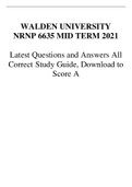 WALDEN UNIVERSITY NRNP 6635 MID TERM 2021 Latest Questions and Answers All Correct Study Guide&comma; Download to Score A