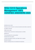 WGU C215 Operations  Management 100%  VERIFIED ANSWERS 2023