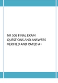 NR 508 FINAL EXAM QUESTIONS AND ANSWERS VERIFIED AND RATED A&plus;