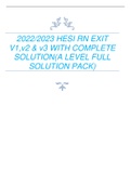 2022/2023 HESI RN EXIT V1,v2 & v3 WITH COMPLETE SOLUTION(A LEVEL FULL SOLUTION PACK)
