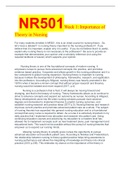 NR501Week 1&colon; Importance of Theory in Nursing &lpar;Latest Update&rpar; Already Graded A&plus;