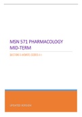 MSN 571 PHARMACOLOGY MID-TERM - QUESTIONS & ANSWERS &lpar;SCORED A&plus;&rpar; BEST UPDATED