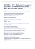 SWE201c - SP21 (Software Development Processes and Methodologies) Exam 2023 with complete solution