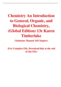 Chemistry An Introduction to General&comma; Organic&comma; and Biological Chemistry&comma; &lpar;Global Edition&rpar; 13e Karen Timberlake &lpar;Solution Manual&rpar;