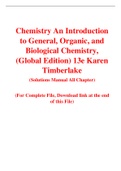 Chemistry An Introduction to General, Organic, and Biological Chemistry, (Global Edition) 13e Karen Timberlake (Solution Manual)