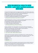 HESI RN MENTAL HEALTH HESI REVIEW &ndash; with 100&percnt; verified solutions-2023-2024