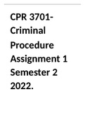 CPR 3701- Criminal  Procedure Assignment 1 Semester 2 2022.