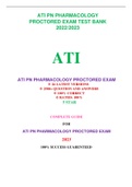 ATI PN PHARMACOLOGY PROCTORED EXAM TEST BANK 2022/2023         ATI     ATI PN PHARMACOLOGY PROCTORED EXAM 26 LATEST VERSIONS 2500+ QUESTION AND ANSWERS 100% CORRECT RATED: 100% 5 STAR     COMPLETE GUIDE  FOR  ATI PN PHARMACOLOGY PROCTORED EXAM  2023  