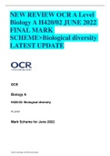 NEW REVIEW OCR A Level  Biology A H420&sol;02 JUNE 2022  FINAL MARK  SCHEME>Biological diversity  LATEST UPDATE