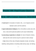 Theatre 100- Final Exam 2022 with complete solution