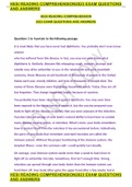 HESI READING COMPREHENSION2023 EXAM QUESTIONS AND ANSWERS