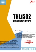 Summary THL1502 Assignment 3 Answers for Semester 1 (2023) (Detailed answers provided)