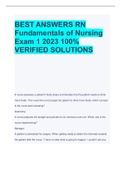 BEST ANSWERS RN  Fundamentals of Nursing  Exam 1 2023 100%  VERIFIED SOLUTIONS