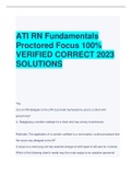 ATI RN Fundamentals  Proctored Focus 100%  VERIFIED CORRECT 2023  SOLUTIONS