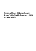 Texas All lines Adjuster Latest Exam With Verified Answers 2023 Graded 100%