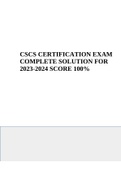 CSCS CERTIFICATION EXAM COMPLETE SOLUTION FOR 2023-2024 RATED A+