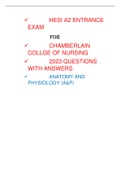 CHAMBERLAIN COLLEGE OF  NURSING HESI A2 ENTRANCE EXAM  FOR ANATOMY & PHYSIOLOGY&lpar;GRADED  A&rpar;  2023 QUESTIONS WITH  ANSWERS