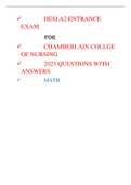CHAMBERLAIN COLLEGE OF  NURSING HESI A2 ENTRANCE EXAM  FOR MATH&lpar;GRADED  A&rpar;  2023 QUESTIONS WITH  ANSWERS