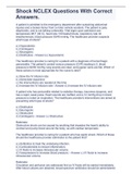 Shock NCLEX Questions With Correct Answers&period;
