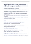 Unity Certification Exam Study Guide 2023 with complete solution