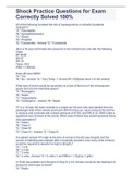 Shock Practice Questions for Exam Correctly Solved 100&percnt;
