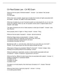 CA Real Estate Law - CA RE Exam