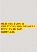 HESI MED SURG 55 QUESTIONS AND ANSWERS RN V1 EXAM 2023 COMPLETE