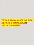 Texas All Lines Adjuster Test 100 questions and answers with complete solutions 2023.  2 Exam (elaborations) Texas All Lines Adjuster Laws & Regulation exam 2023.  3 Exam (elaborations) TEXAS PRINCIPLES OF REAL ESTATE II FINAL EXAM 2023 COMPLETE  4 Exam (