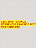 MSSC MAINTENANCE AWARENESS PRACTISE TEST 2023 COMPLETE