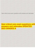 Hesi critical care exam questions with answers and rationales UPDATED 2023 GRADED A