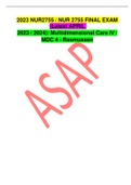  2023 NUR2755 &sol; NUR 2755 FINAL EXAM &lpar;Latest APRIL  2023 &sol; 2024&rpar;&colon; Multidimensional Care IV &sol; MDC 4 - Rasmussen
