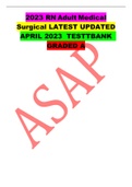 2023 RN Adult Medical Surgical LATEST UPDATED APRIL 2023  TESTTBANK  GRADED A  