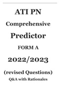 ATI PN Comprehensive Predictor FORM A 2022/2023 (revised Questions) Q&A with Rationales