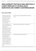 HESI MATERNITY EXIT EXAM 2024-2025 EXAM 6 LATEST VERSIONS &lpar;V1-V6&rpar; REAL EXAM QUESTIONS AND CORRECT ANSWERS&vert;AGRADE