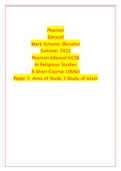Pearson Edexcel Mark Scheme (Results) Summer 2022 Pearson Edexcel GCSE In Religious Studies  A Short Course (3RA0) Paper 3: Area of Study 3 Study of Islam Mark Scheme (Results) Summer 2022 Pearson Edexcel GCSE