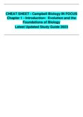 CHEAT SHEET - Campbell Biology IN FOCUS Chapter 1 - Introduction: Evolution and the Foundations of Biology Latest Updated Study Guide 2023