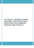 ATI TEAS 6 - SCIENCE (HUMAN ANATOMY AND PHYSIOLOGY) QUESTIONS AND ANSWERS VERIFIED AND RATED A+  