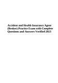 LIFE ACCIDENT and HEALTH INSURANCE LATEST EXAM WITH COMPLETE SOLUTION VERIFIED 2023&sol;2024 &lpar;Questions and Answers&rpar;&comma; Accident and Health Insurance Agent Practice Exam &lpar;140 QUESTIONS AND ANSWERS Verified&rpar; 2023&comma; Accident and Health Insurance Agent &lpar;Broker&rpar; Pra