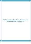HESI Foundations Final Exam Questions and Answers Verified and Rated A+