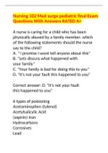 Nursing 102 Med surge pediatric final Exam Questions With Answers RATED A&plus;
