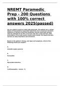 NREMT Paramedic Prep - 200 Questions with 100- correct answers 2025&lpar;passed&rpar;&period;