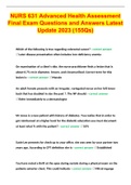 NURS 631 Advanced Health Assessment Final Exam Questions and Answers Latest Update 2023 &lpar;155Qs&rpar;