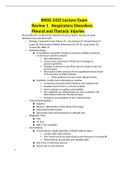 RNSG 2432 Lecture Exam Review 1   Respiratory Disorders: Pleural and Thoracic Injuries: