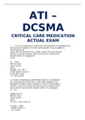 ATI - DCSMA CRITICAL CARE MEDICATION ACTUAL EXAM