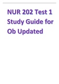 Nur 202 test 1 study guide for ob updated 2023