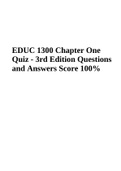 EDUC 1300 Chapter One Quiz - 3rd Edition Questions and Answers Score 100%