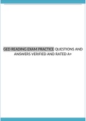 GED READING EXAM PRACTICE QUESTIONS AND ANSWERS VERIFIED AND RATED A+